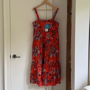 NWT Rhode x Target Scarlet Patterned Tiered Square Neck Maxi Dress L